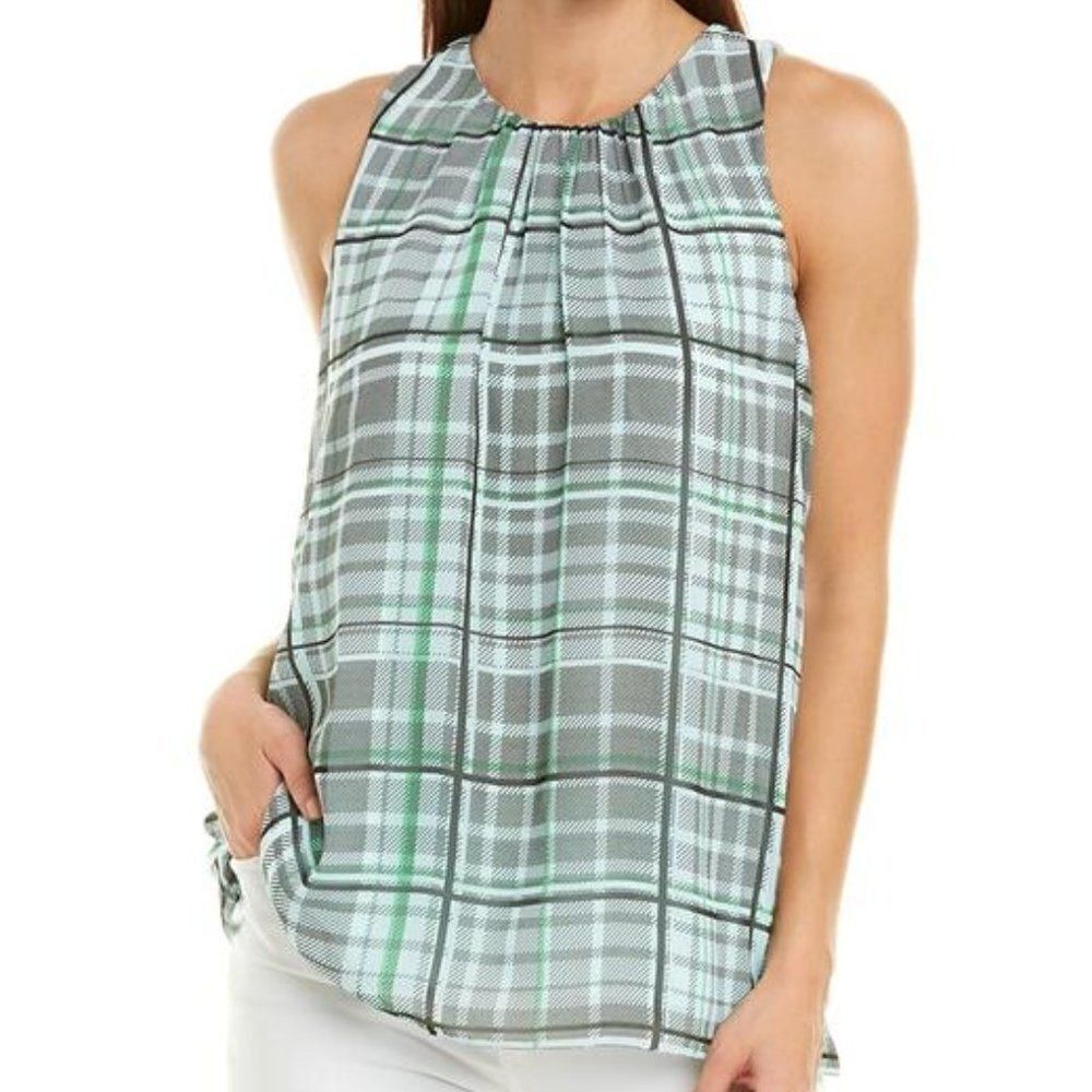 NEW! Vince Camuto Sleeveless Plaid Blouse size Small in Green